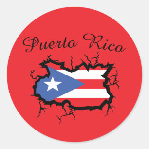 Sticker Rond Drapeau national de la carte Porto Rico minimale