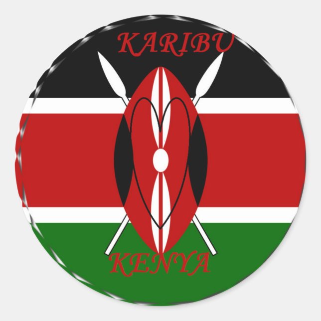 Sticker Rond Drapeau national de la République du Kenya Noir ro (Devant)