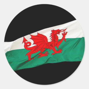 Sticker Rond Drapeau national du Pays de Galles, Le Dragon Roug