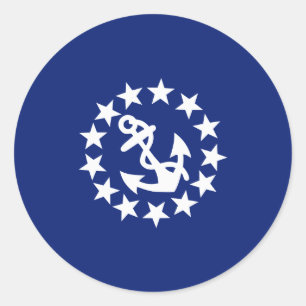 Sticker Rond Drapeau nautique américain Ancre Stars Bleu