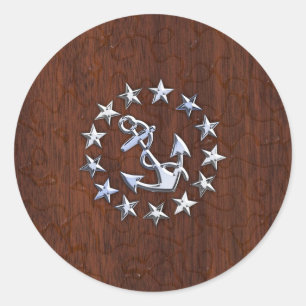 Sticker Rond Drapeau Nautique Américain Wet Look