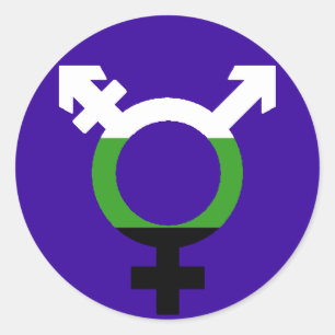 Sticker Rond Drapeau Neutrois Symbole Trans