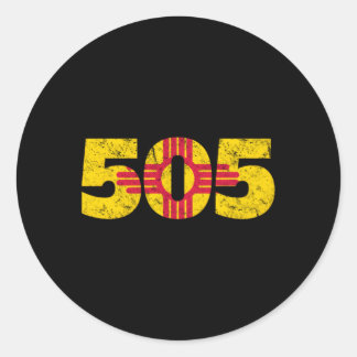 Sticker Rond Drapeau New Mexico Zia 505