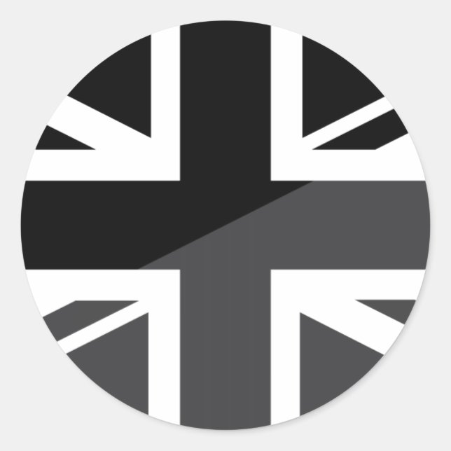 Sticker Rond Drapeau noir et gris d'Union Jack les Anglais (Devant)