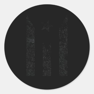 Sticker Rond Drapeau noir Porto Rico Resiste Boricua