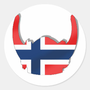 Sticker Rond Drapeau norvégien du casque viking