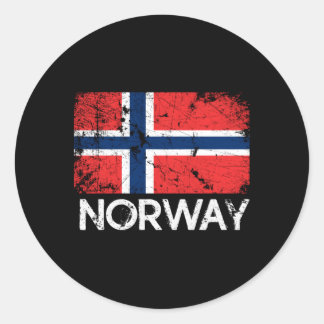 Sticker Rond Drapeau Norvégien Fabriqué En Norvège