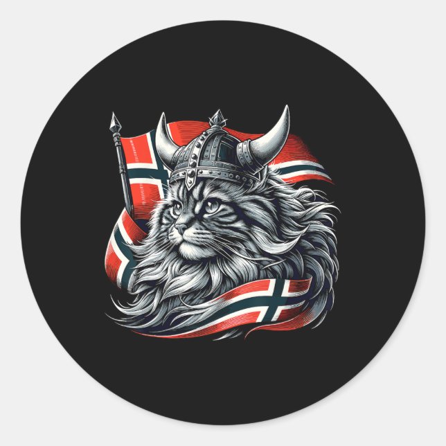 Sticker Rond Drapeau norvégien Viking Norvège (Devant)