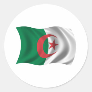 Sticker Rond Drapeau onduleux de l'Algérie