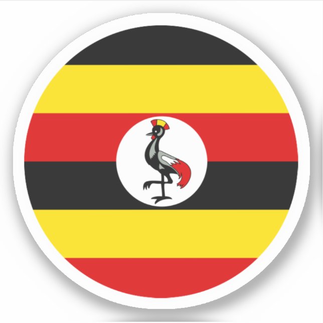Sticker rond drapeau ougandais (Devant)