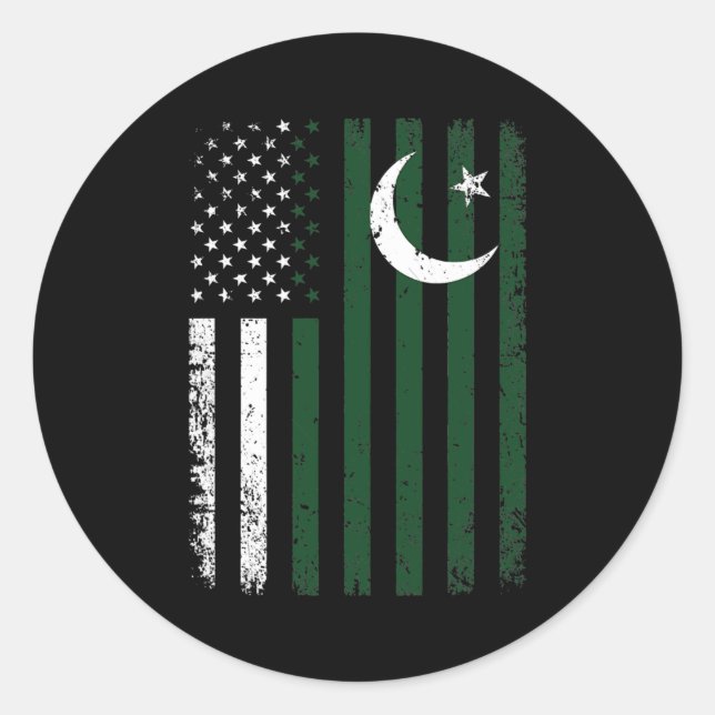 Sticker Rond Drapeau pakistanais 4 juillet États-Unis Drapeau p (Devant)
