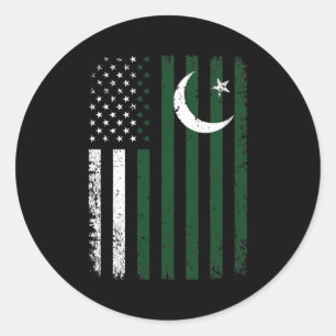 Sticker Rond Drapeau pakistanais 4 juillet États-Unis Drapeau p