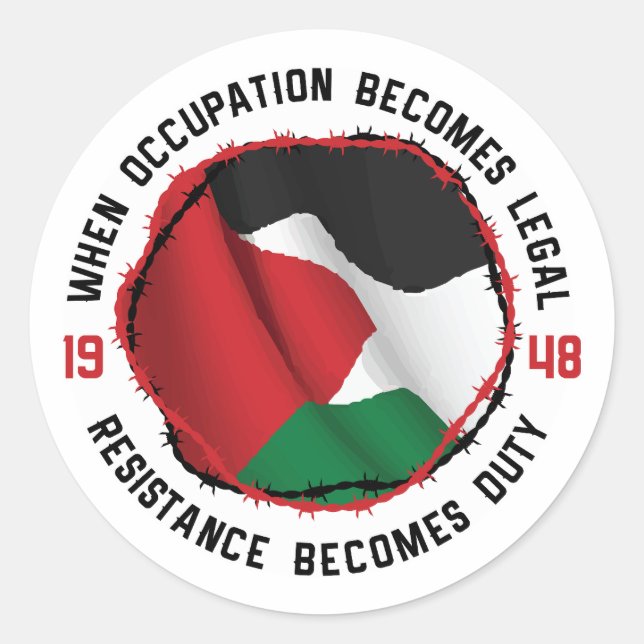 Sticker Rond Drapeau palestinien de résistance à l'occupation p (Devant)