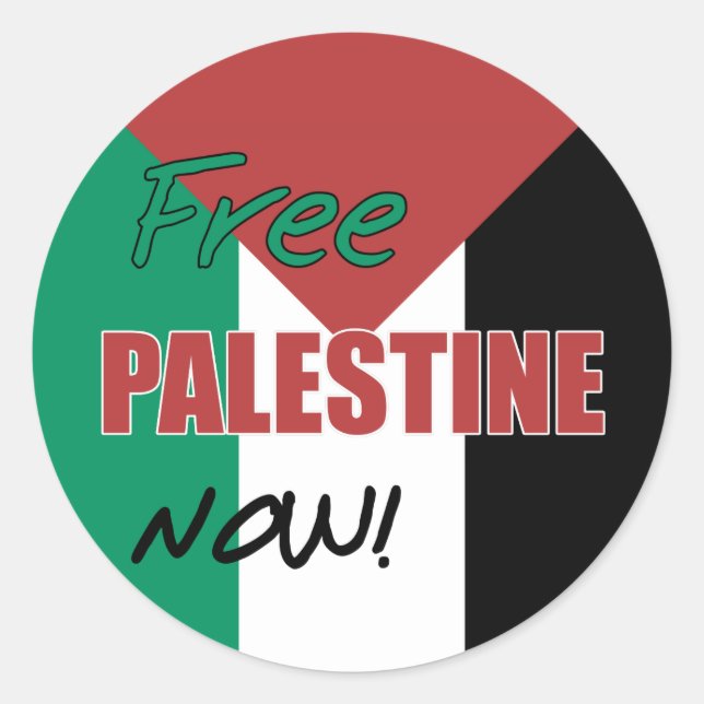 Sticker Rond Drapeau palestinien libre (Devant)