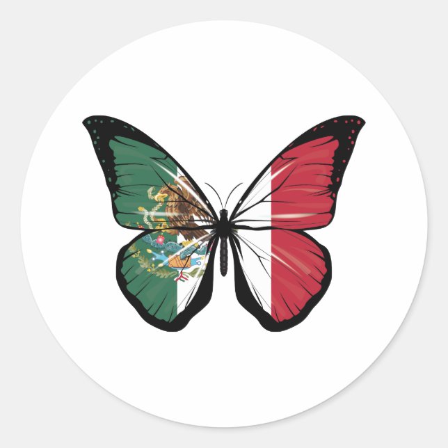 Sticker Rond Drapeau papillon du Mexique (Devant)