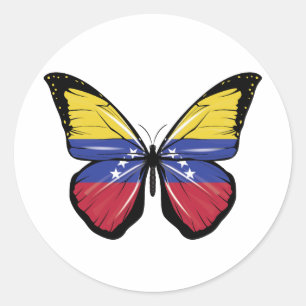 Sticker Rond Drapeau papillon du Venezuela