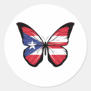 Sticker Rond Drapeau papillon Porto Rico