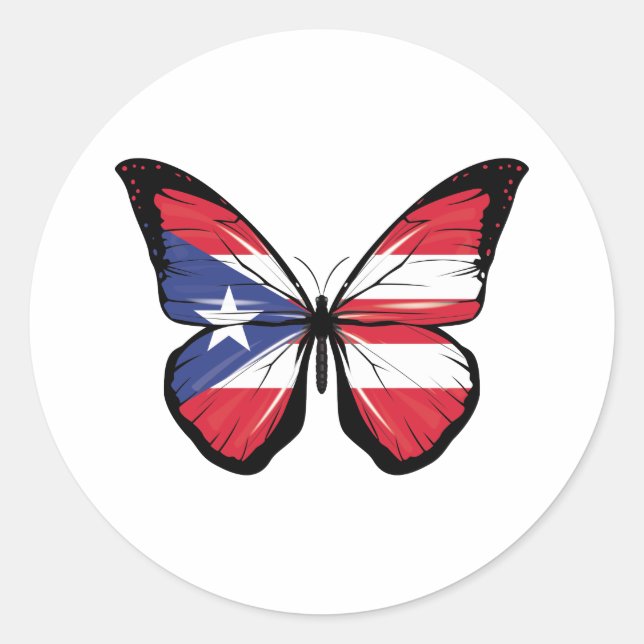 Sticker Rond Drapeau papillon Porto Rico (Devant)