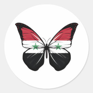 Sticker Rond Drapeau papillon syrien