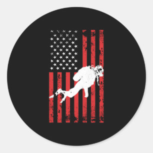 Sticker Rond Drapeau Patriotic Diver
