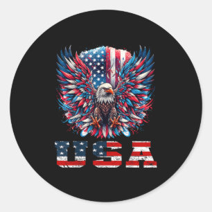 Sticker Rond Drapeau Patriotique Aigle Usa Design graphique