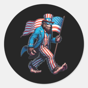 Sticker Rond Drapeau Patriotique Américain De Juillet