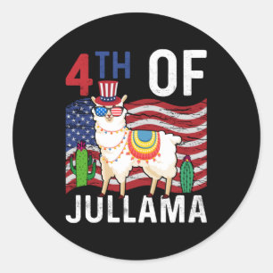 Sticker Rond Drapeau Patriotique Américain Du 4E Jullama Lama 4