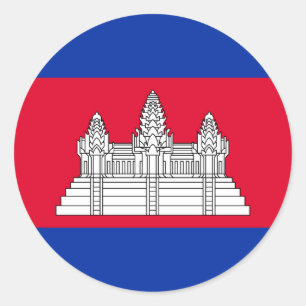 Sticker Rond Drapeau patriotique cambodgien