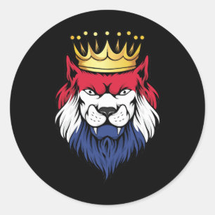 Sticker Rond Drapeau Pays-Bas Lion King