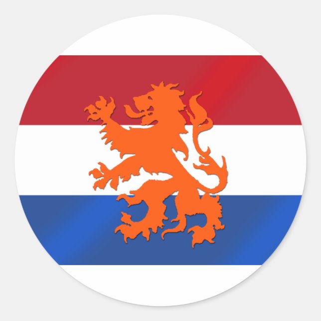 Sticker Rond Drapeau Pays-Bas Rampant lion Pays-Bas (Devant)