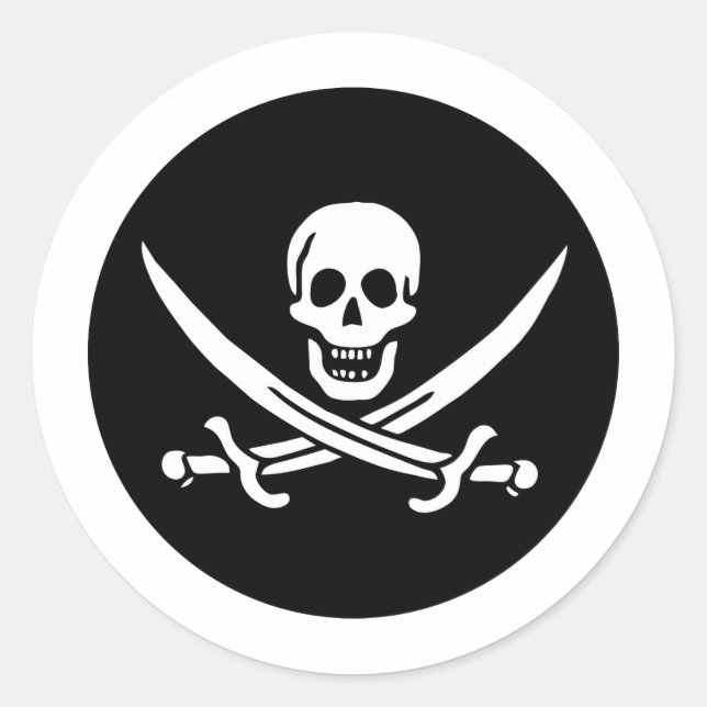 Sticker Rond Drapeau pirate (Devant)