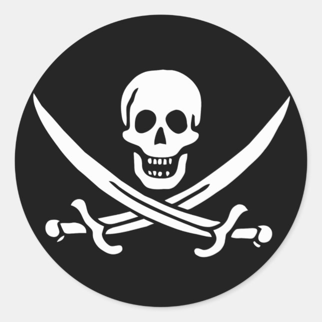 Sticker Rond Drapeau pirate (Devant)