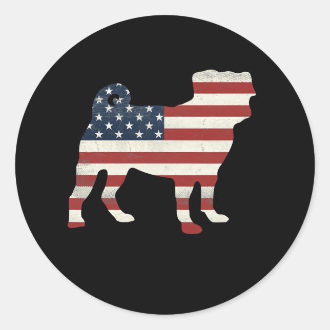 Sticker Rond Drapeau Pitbull avec USA (Devant)