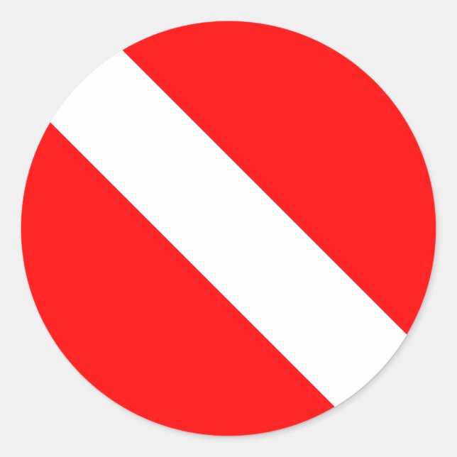 Sticker Rond Drapeau Plongée Plongée Plongée Plongée Diver Down (Devant)