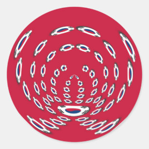 Sticker Rond Drapeau Polka de Corée du Sud