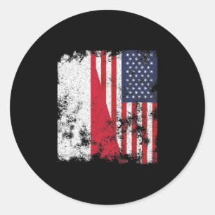 Sticker Rond Drapeau Pologne USA - Demi-Américain