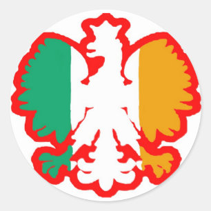 STICKER ROND DRAPEAU POLONAIS/IRLANDAIS
