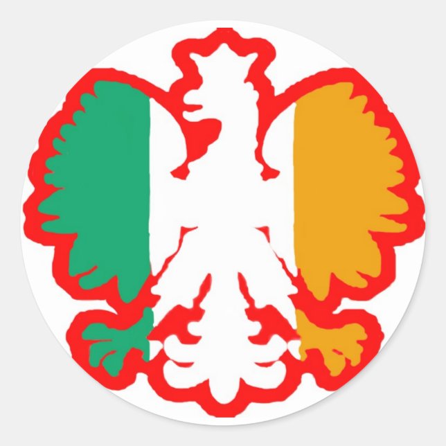 STICKER ROND DRAPEAU POLONAIS/IRLANDAIS (Devant)