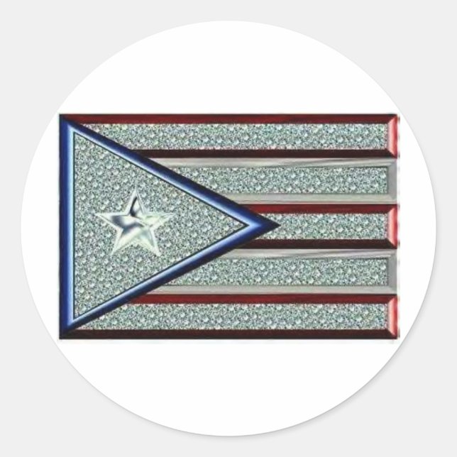 Sticker Rond Drapeau porto-ricain (Devant)