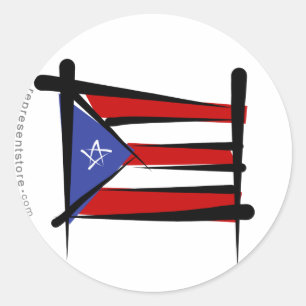 Sticker Rond Drapeau Porto Rico