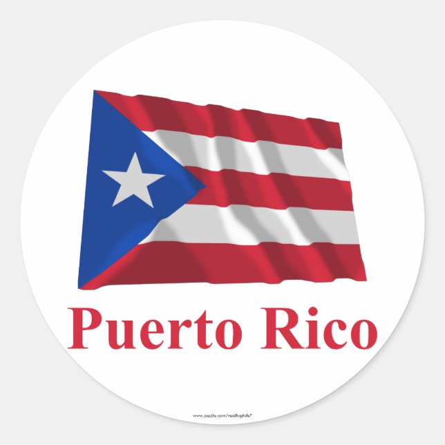 Sticker Rond Drapeau Porto Rico avec nom (Devant)