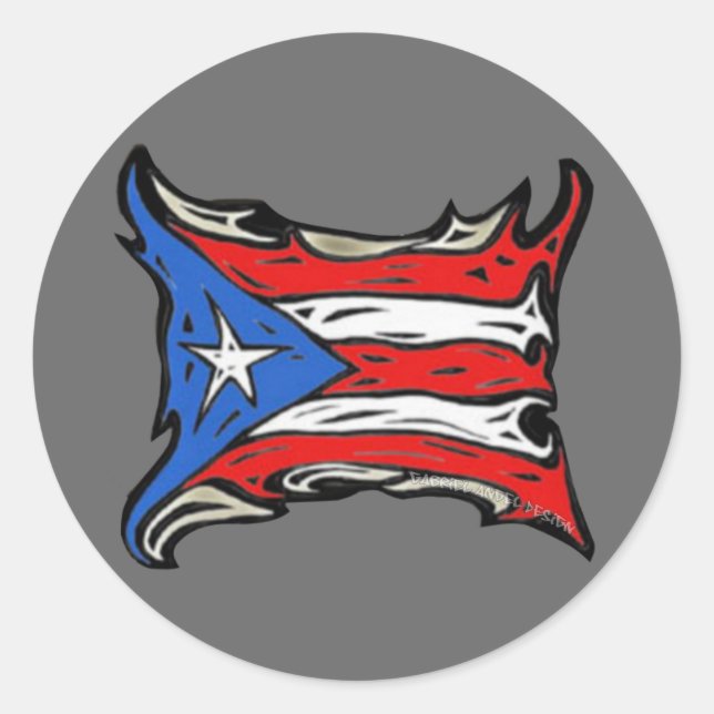 Sticker Rond Drapeau Porto Rico de Reggaeton (Devant)