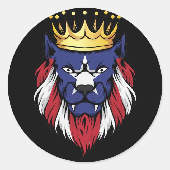 Sticker Rond Drapeau Porto Rico Lion King (Devant)