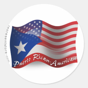 Sticker Rond drapeau portoricain-américain