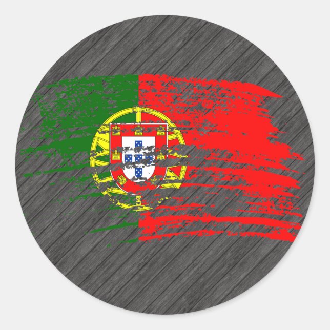 Sticker Rond Drapeau portugais cool (Devant)