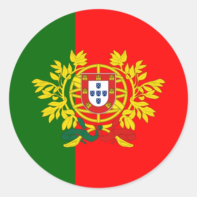 Sticker Rond Drapeau portugais et armoiries du Portugal (Devant)