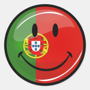 Sticker Rond Drapeau portugais souriant