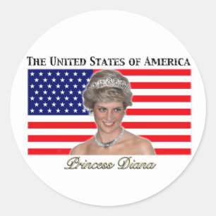 Sticker Rond Drapeau Princess Diana USA