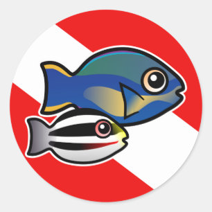 Sticker Rond Drapeau Princess Parrotfish & Baby Dive