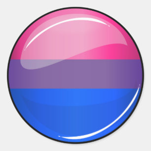 Sticker Rond Drapeau rond brillant de bisexualité